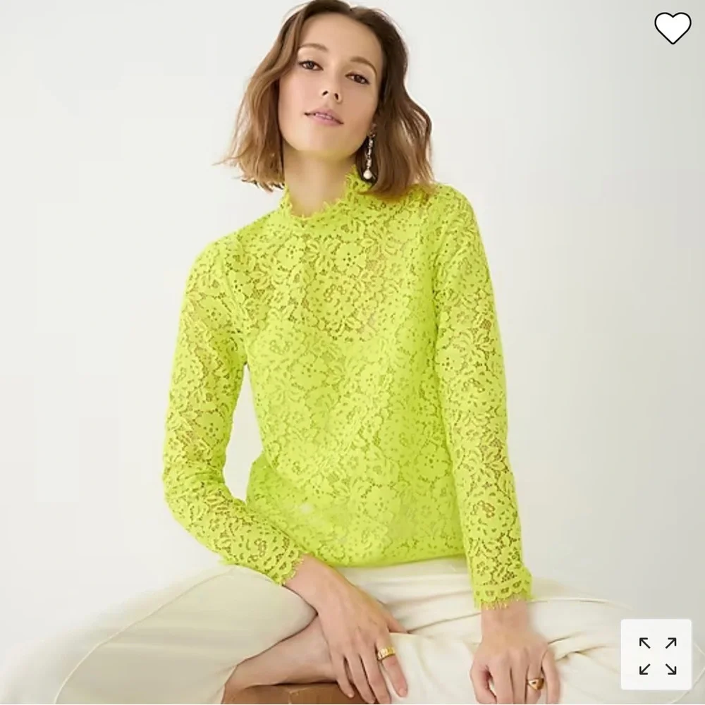 J Crew Mock Neck Lace Top in Citrine NWT Size 6
